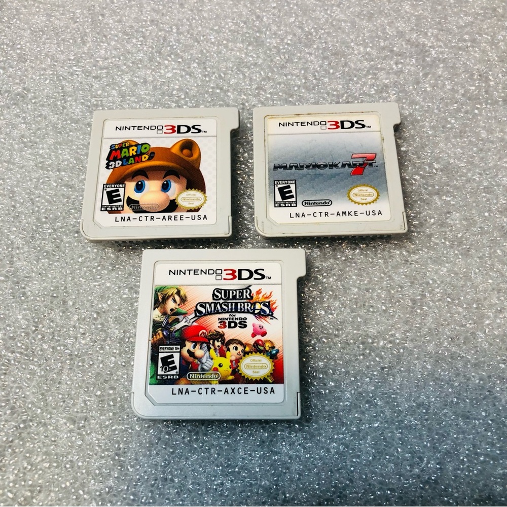 Nintendo 3ds Lot 3 Game Mario Kart 7 Super Smash Bros Super Mario 3D Land Tested
